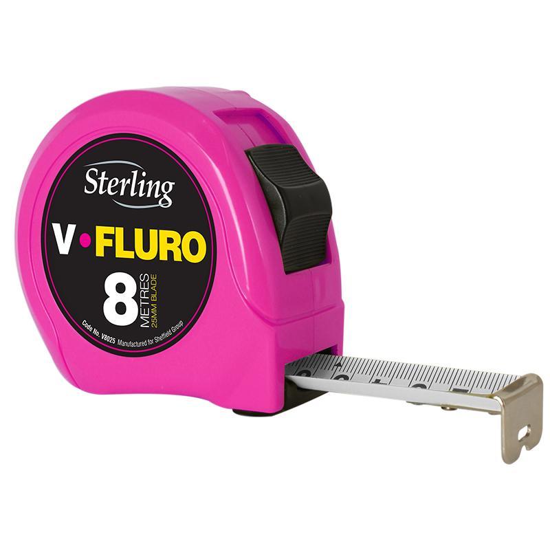 Sterling 8m x 25mm V-Force Fluro Tape Measure