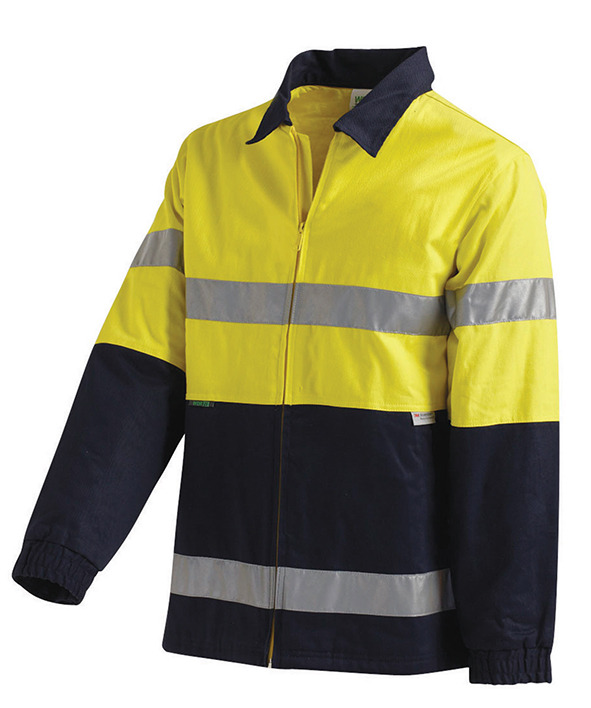 Hi Vis 2Tone Medium Cotton Drill Jacket with 3M Reflective Tape Yellow