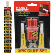 Handy Hardware 3pc Glue Set on Clip Strip