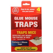 Glue Trap Mouse 4pk 13.5cm x 17.5cm White & Clear Glu