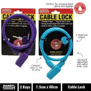 Cable Lock with 2 Keys 7.5mm x 60cm
