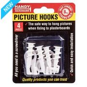 Picture Hooks for Plasterboards & Gyprock Walls 4pc