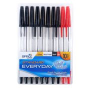 Pen Ballpoint 8 Black & 2 Red Per Pack 10pk
