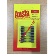 Austa Glass Fuses Mixed 6pk, 2amp, 5amp, 10amp, 15amp x 2, 20amp Carded 10pk