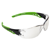 Pro Choice Safety Glasses Cirrus-Clear Polycarbonate Frame with soft green overmoulded arms Clear Lens, Anti-Fog