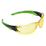 Pro Choice Safety Glasses Cirrus-Clear Polycarbonate Frame with soft green overmoulded arms Amber Lens, Anti-Fog