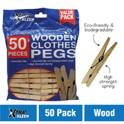 Xtra Kleen 50pc Wooden Clothes Pegs