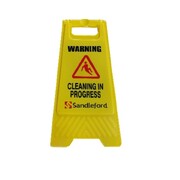 Cleaning in Progress A-Frame Sign Yellow