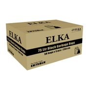 Elka 75L Black Garbage Bags Heavy Duty Carton of 250