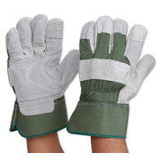 Pro Choice Green Cotton Back Reinforced Glove Cowsplit Leather Palm & Fingers Heavy Duty