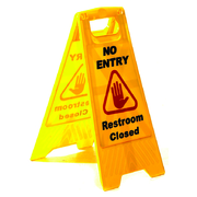 Sabco No Entry Restroom Closed A-Frame Sign Yellow