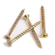 Chipboard Screw 10-8 x 100 Zinc Yellow Phillips Head Hang Pack 50pk