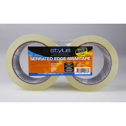 Stylus Serrated Edge Packing Tape 48mm x 50m Twin Pack