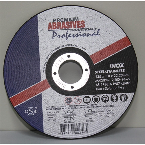 Metal Cutting Disc Inox Iron Free 125x1.2x22mm