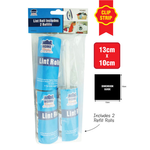 Lint Roller Includes 2 Refills On Clip Strip