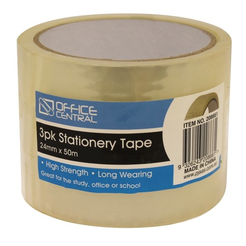 Office Central 3pk Stationery Tape 24mm x 50m