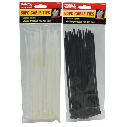 Handy Hardware 50pc Cable Ties 200mm x 5mm