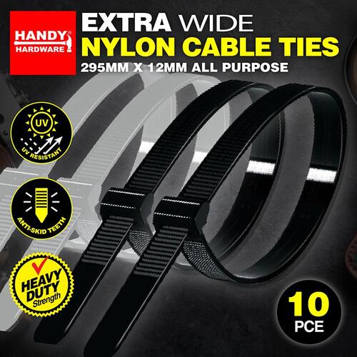 Cable Ties Extra Wide Heavy Duty 295mm x 12mm 10pc