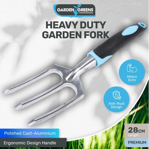 Premium Garden Fork Hand Held 28cm x 7.5cm Blue & Grey