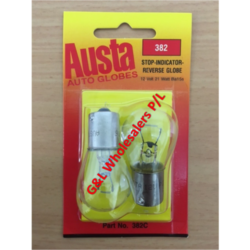 Austa 12v 21w Ba15s (SCC)25mm Bulb 2pk Per Card, 10pk Per Carton