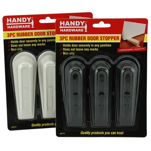 Handy Hardware 3pc Rubber Door Stopper White & Black