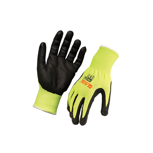 Pro Choice Arax Gold Cut Resistant Hi Vis Glove Nitrile Sand Dip Size 7