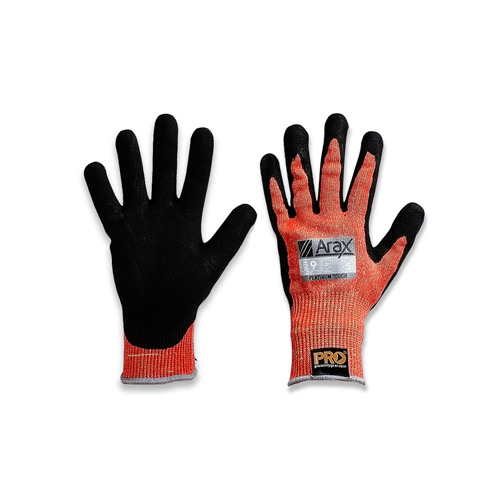 Arax Platinum Red Liner Polyurethane Nitrile Foam Dip Palm Cut 5 Resistant Gloves Size 10
