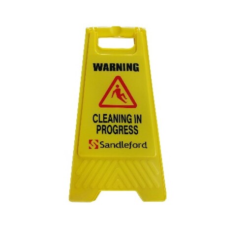 Cleaning in Progress A-Frame Sign Yellow