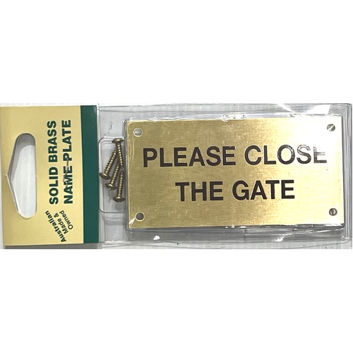 Brass Plate 47x95mm - Pls Close Gate (5)