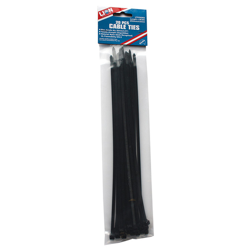 Lion Cable Ties 20pce 295 x 4.6mm Black
