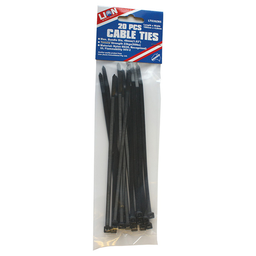 Lion Cable Ties 20pce 188mm x 4.6mm Black