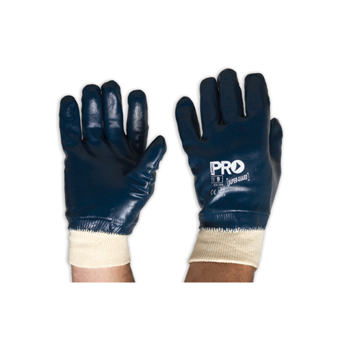 Pro Choice SuperGuard Knitted Wrist Blue Nitrile Glove Fully Dipped 10