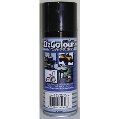 OzColour Gloss Black Acrylic Spray Paint 300g