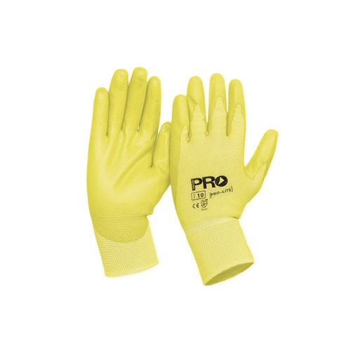 Pro Lite Synthetic Polyurethane Gloves Hi-Vis Yellow Size 10