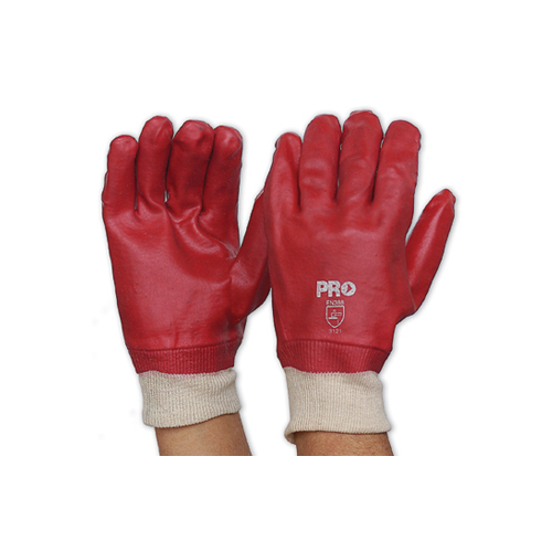 Pro Choice Red PVC Glove Knitted Wrist 27cm