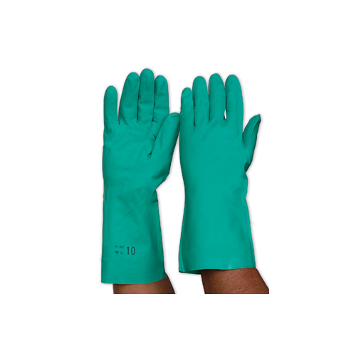Pro Choice Green Nitrile Chemical Glove Length 33cm Medium Size 7