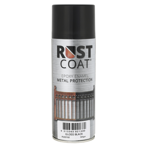 Rust Coat Epoxy Enamel Metal Protection Gloss Black 300gm