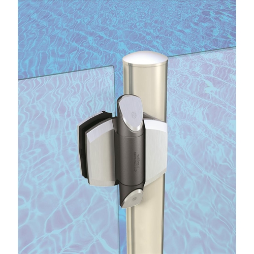 D&D Technologies TruClose Vizage Glass Hinges Polished Stainless Steel Look