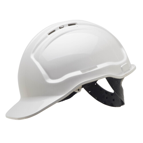 Tuffgard White Vented Hard Hat 6 Point Poly Cradle Pin Lock