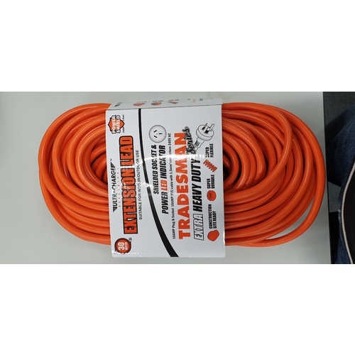 Ultracharge Tradesman Heavy Duty 30m Extension Lead 15amp with 10amp Plugs