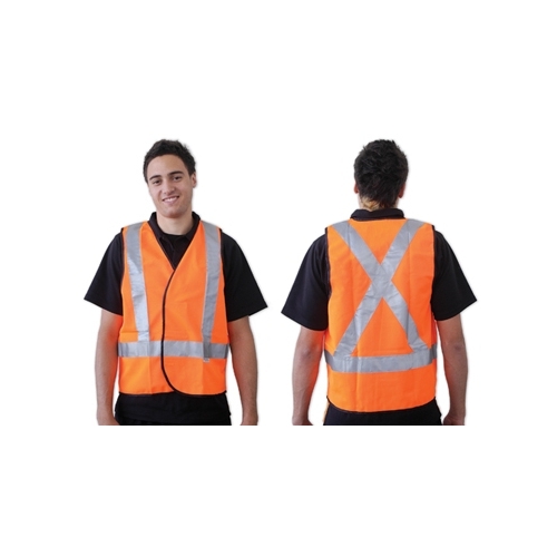 Orange Day Night Safety Vest X Back Pattern Large