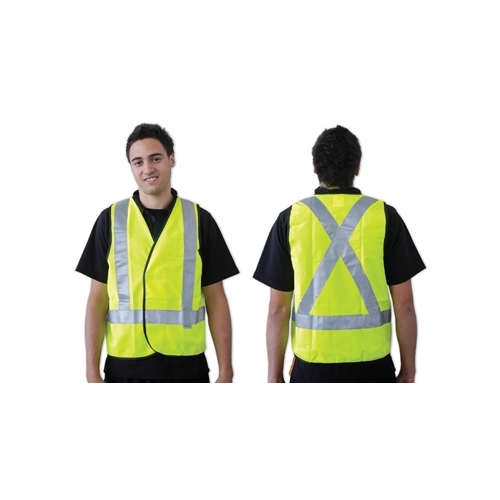Yellow Day Night Safety Vest X Back Pattern Small
