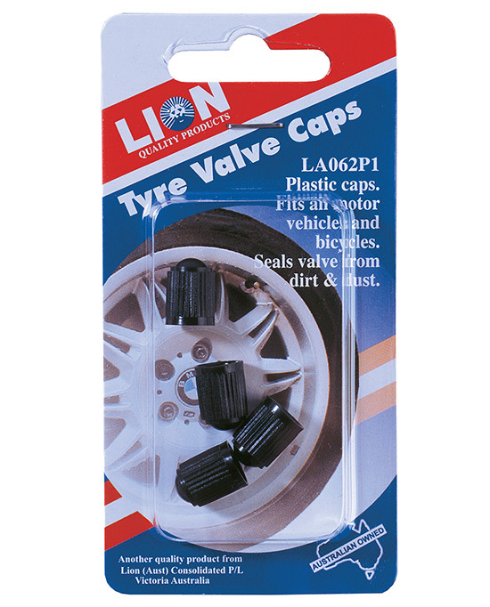 Tyre Valve Caps Plastic 4pce Lion