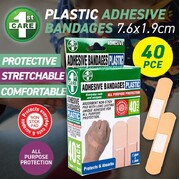 1st Care 40pk Plastic Adhesive Bandages 76x19mm