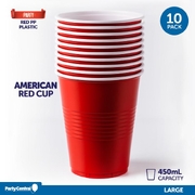 Drinkware Party Cup American Red 10pk 450ml