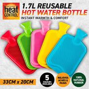 Hot water Bottle 1.7L 32cm x 20cm Blue, Red, Yellow, Green & Pink