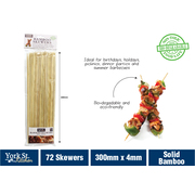 York St Kitchen 72pk Bamboo Skewers 4 x 300mm