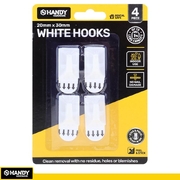 Removable Hooks Plastic 30mm x 20mm 4pk (Holding Weight 1kg) 
