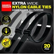 Cable Ties Extra Wide Heavy Duty 600mm x 12mm 10pc