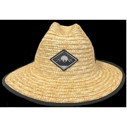 Hat Straw Wide Brim Adult 37cm x 35cm Natural With Black Trim